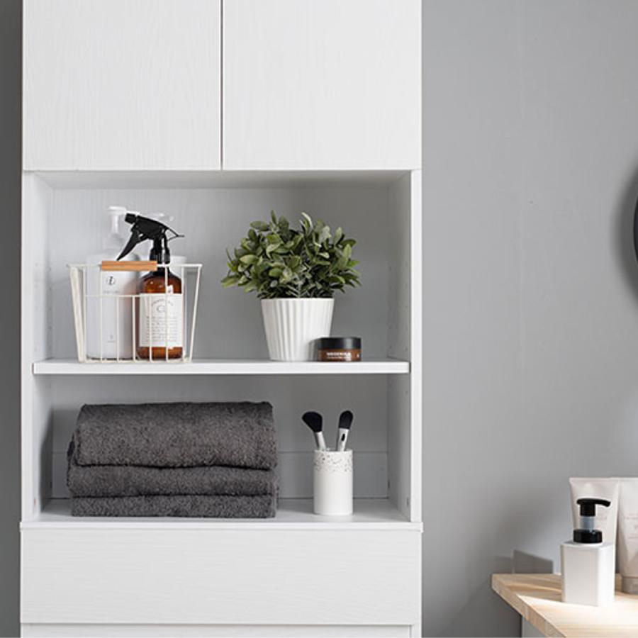 HAGiHARA（萩原） 壁面収納 キャビネット オープン棚付 幅59cm （ 収納