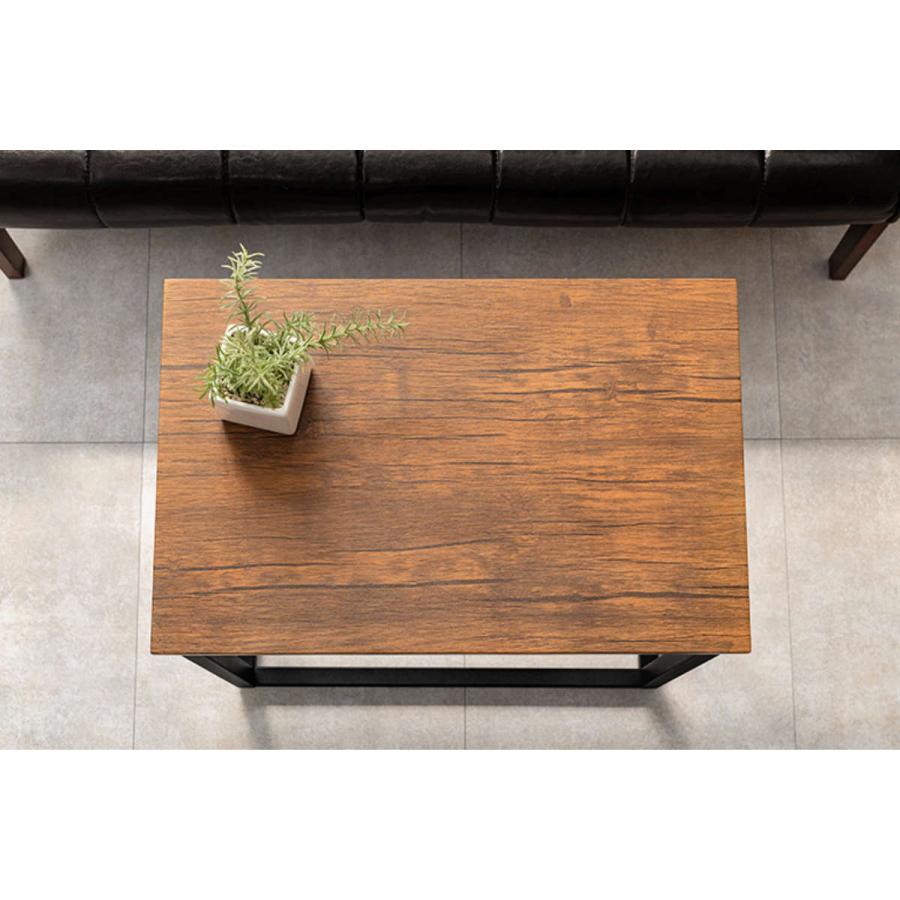 HAGiHARA サイドテーブル 幅広 幅60cm 木目調 コの字