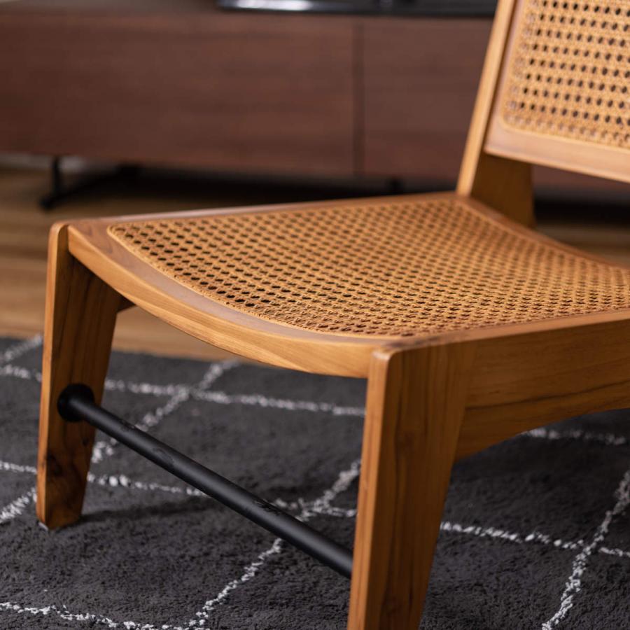 東谷 ローチェア 天然木フレーム ラタン編み面材 座面高30cm （ 座椅子