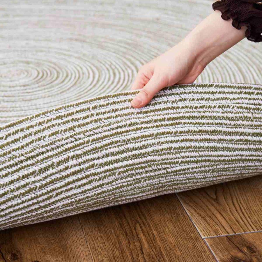 ラグ 円形 ハンドメイド 綿100％の編み込みラグ ブレイド 160cm