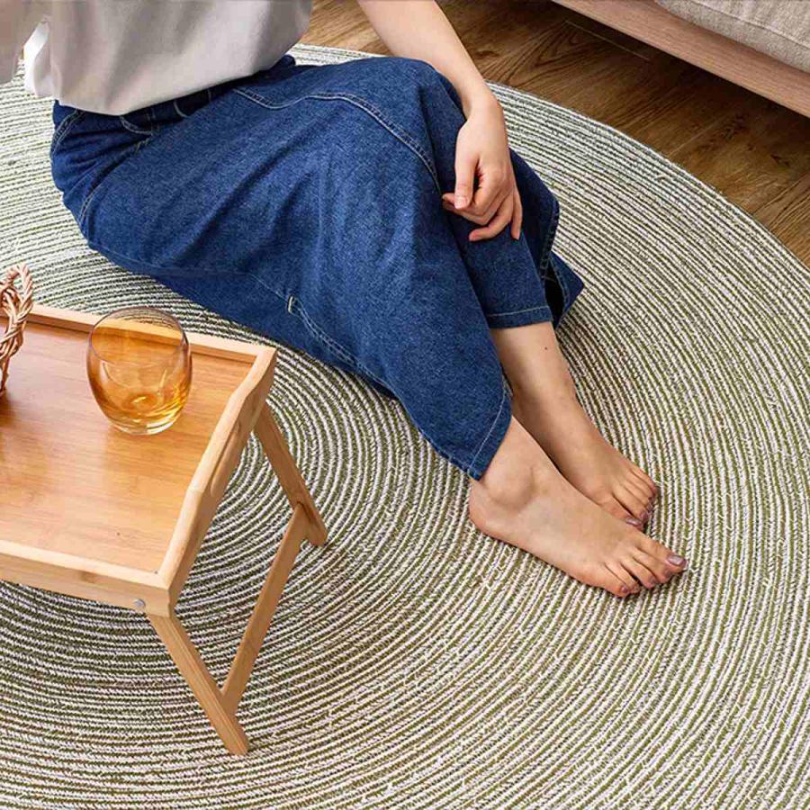 ラグ 円形 ハンドメイド 綿100％の編み込みラグ ブレイド 160cm