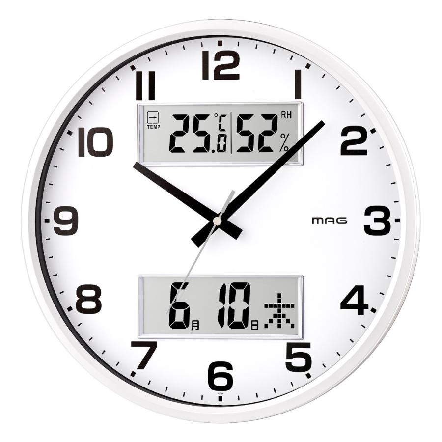 掛時計 MAGデジアナ ダブルポスト （ 時計 壁掛け時計 掛け時計 壁掛け かけ時計 とけい クロック 温湿度計 多機能 ）｜livingut