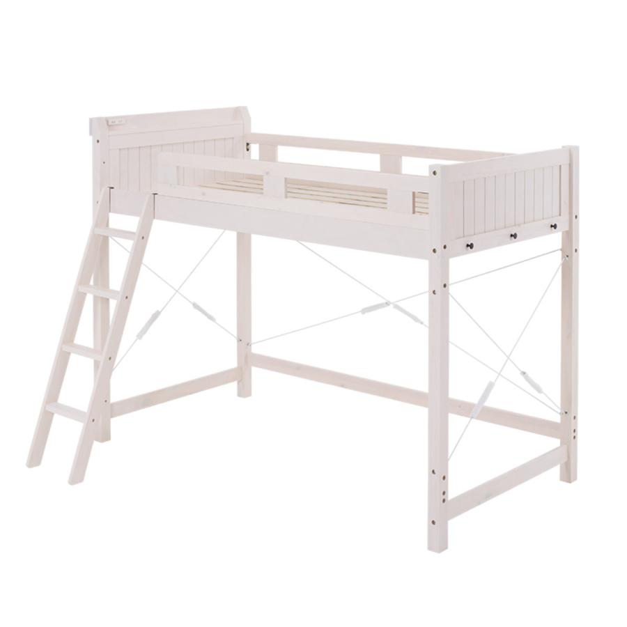 （11/9日までにお届けできます）天然木ミドルロフトベッド HAGiHARA（萩原） ロフトベッド ベッド下113cm 木製 2口コンセント