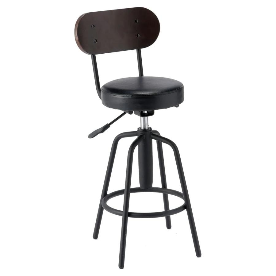 カウンターチェア 2脚セット 回転 高さ調整 背付き クッション （ バー