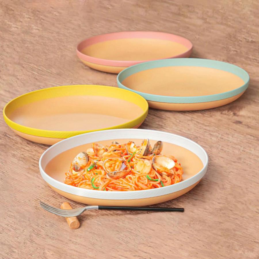 プレート 24cm MUSUBI 山中塗 プラスチック ナチュラルブラウン （ 食