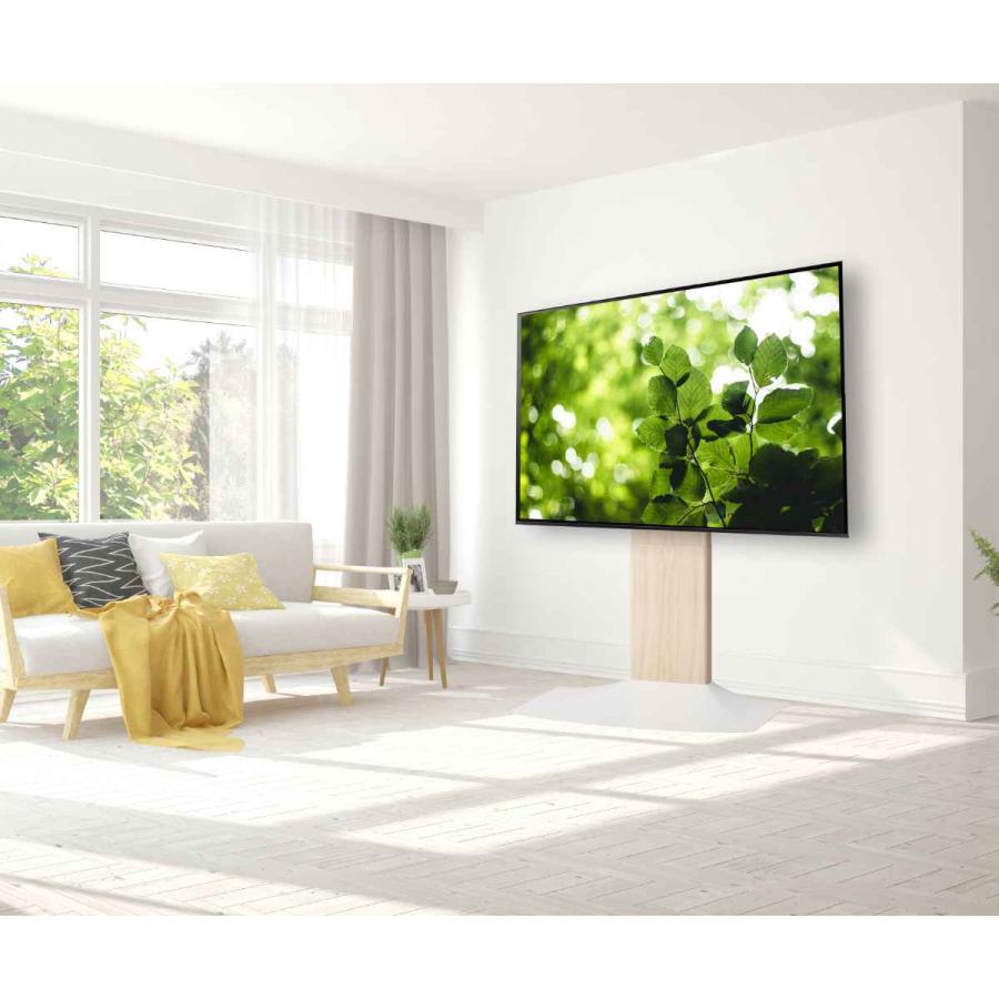 朝日木材加工 壁寄せ テレビスタンド ホワイト＆ナチュラル 48Vから77Vまで 朝日木材加工 テレビスタンド 壁寄せ シンプル テレビ台 壁ピタ TV
