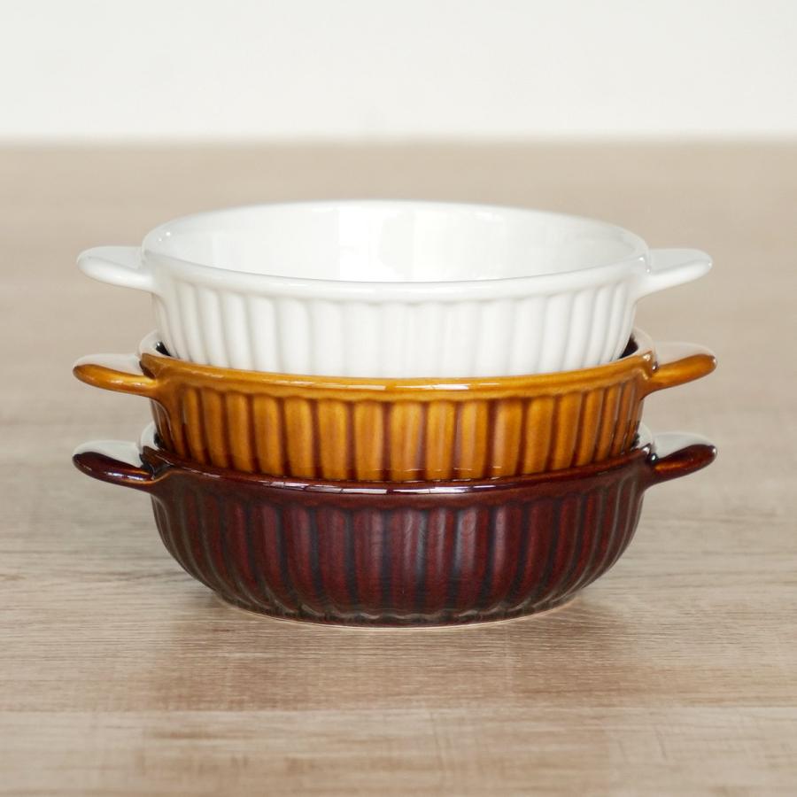グラタン皿 一人用 丸 13cm 立筋 耐熱 陶器 萬古焼 （ 食洗器対応 電子