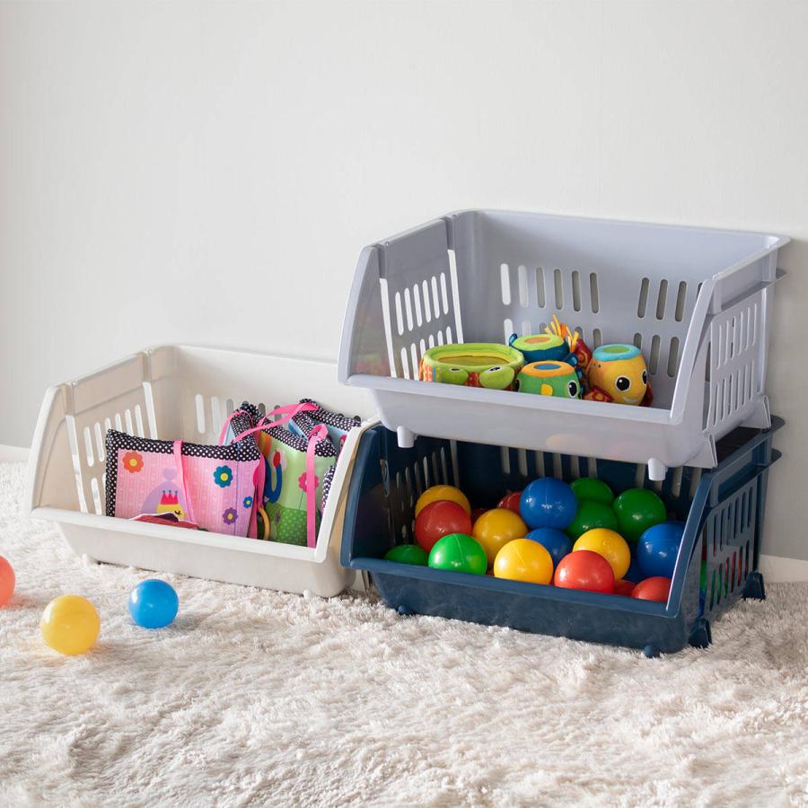 平和工業 収納バスケット 積み重ねバスケット （ バスケット 収納 幅44