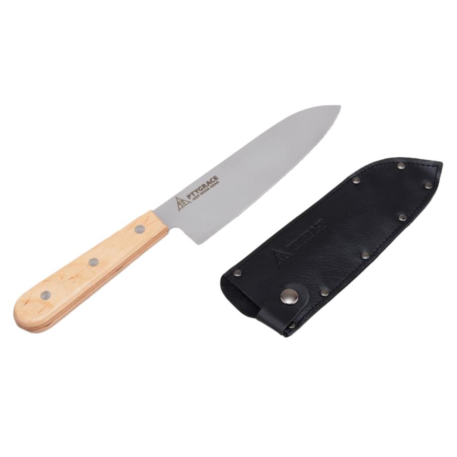 包丁 三徳包丁 刃渡り16.5cm レザーケース付 GIZABA プリグレース （ 三徳 キッチンナイフ 16.5cm 16.5センチ ...