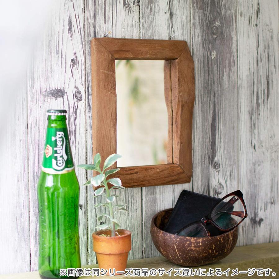 ヴィンテージ仕様　木製ミラー ミラー 幅33cm 廃材 ウッドミラー 木製 （ 鏡 壁掛 Lサイズ