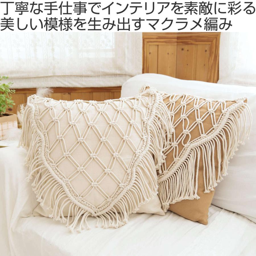 クッションカバーライトグレー系刺繡リボン