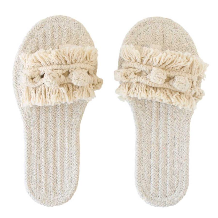 マクラメフリンジ付きスリッパ マクラメフリンジ付きスリッパ マクラメ/スリッパ フリンジ スリッパ