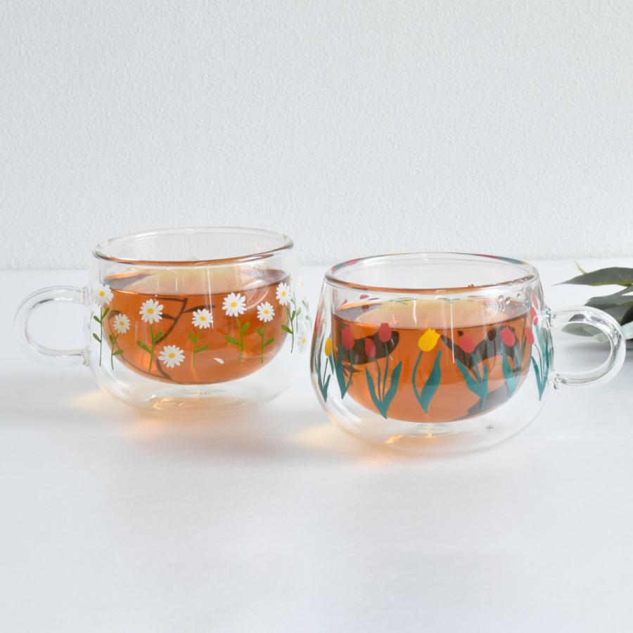 ダブルウォールグラス 250ml フルール Fleur 耐熱ガラス （ 電子レンジ