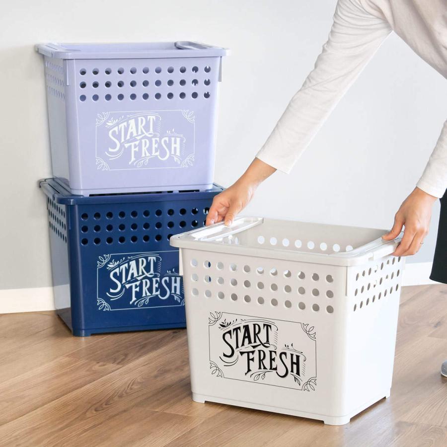 平和工業 収納バスケット スタッキングバスケット 深型 同色3個セット