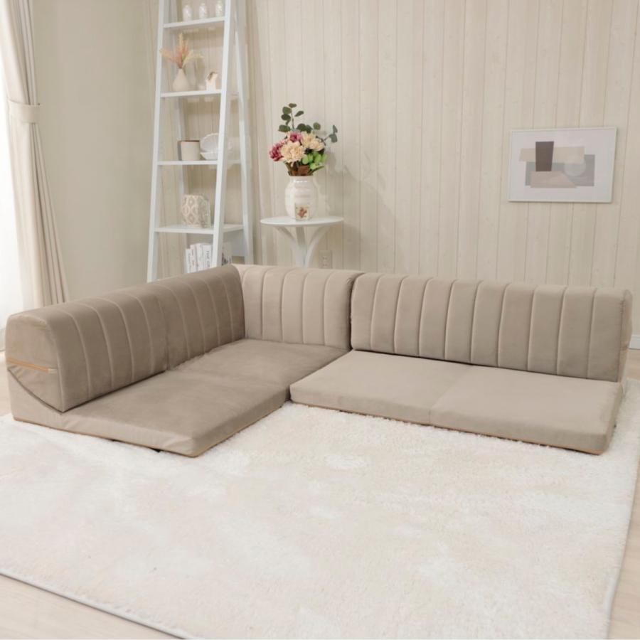 セルタン コーナーソファ 3点セット ベロア （ ローソファ フロア