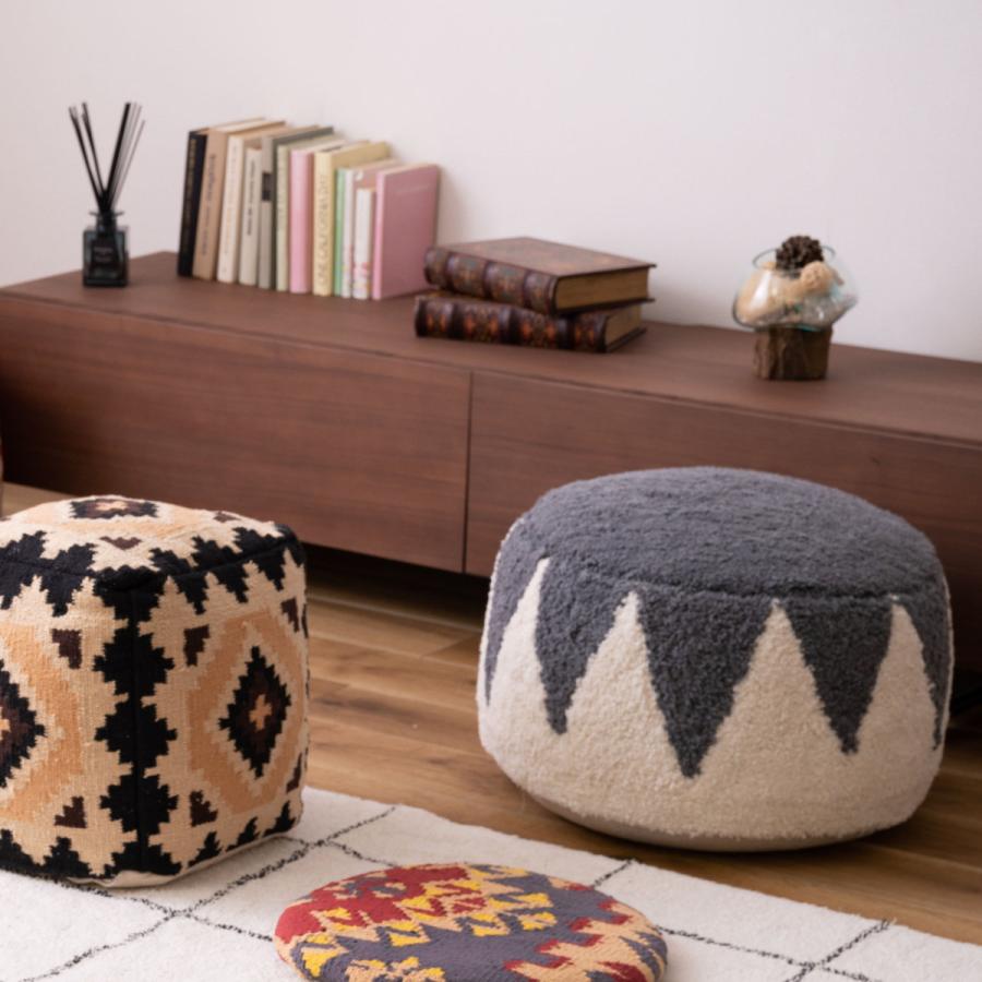 東谷 スツール 幅50cm ラウンドスツール 丸型 ビーズ （ クッション