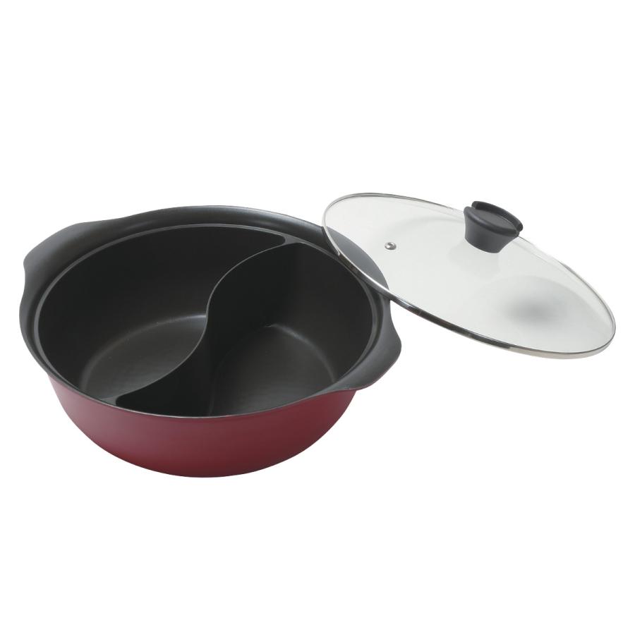 パール金属 二色鍋 26cm IH対応 ステイドリーム ふっ素加工 ガラス蓋付