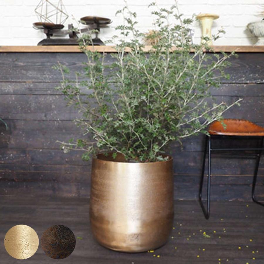 高級感あるアルミニウム金属花器植木鉢 AM10ベース アルミ 直径36×高さ37cm （ プラントポット 植物用ポット 花器 鉢カバー ポット 花瓶 ）