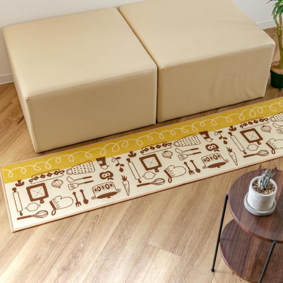 キッチンマット ナチュラル キッチンツールプリントキッチンマット 45×240cm （ 洗える 滑り止め加工 ロック加工 45cm 240cm ）｜livingut｜18