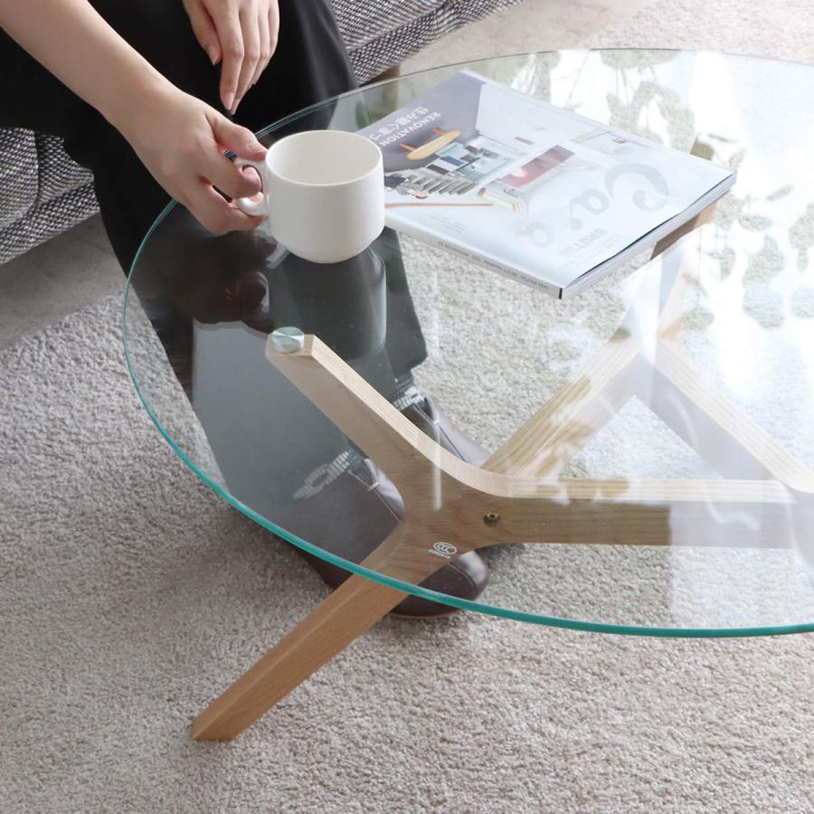 東馬 ローテーブル 円形 直径80cm アモール ガラス天板