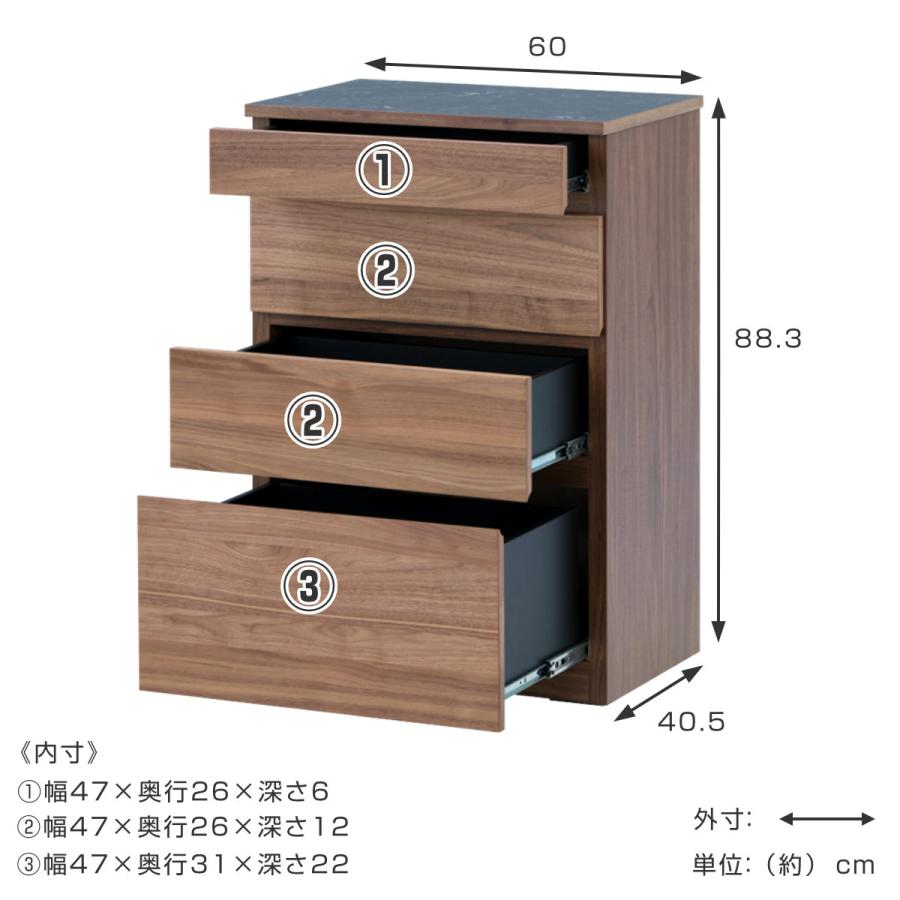 一生紀（ISSEIKI） チェスト 4段 メラミン天板 フルスライドレール