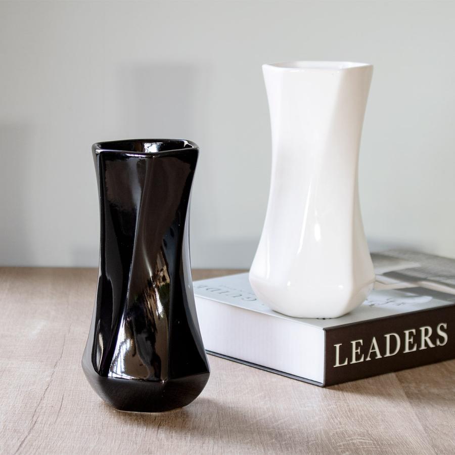 花瓶 モノトーンフラワーベース 陶器 幅9×奥行9×高さ18cm （ フラワー