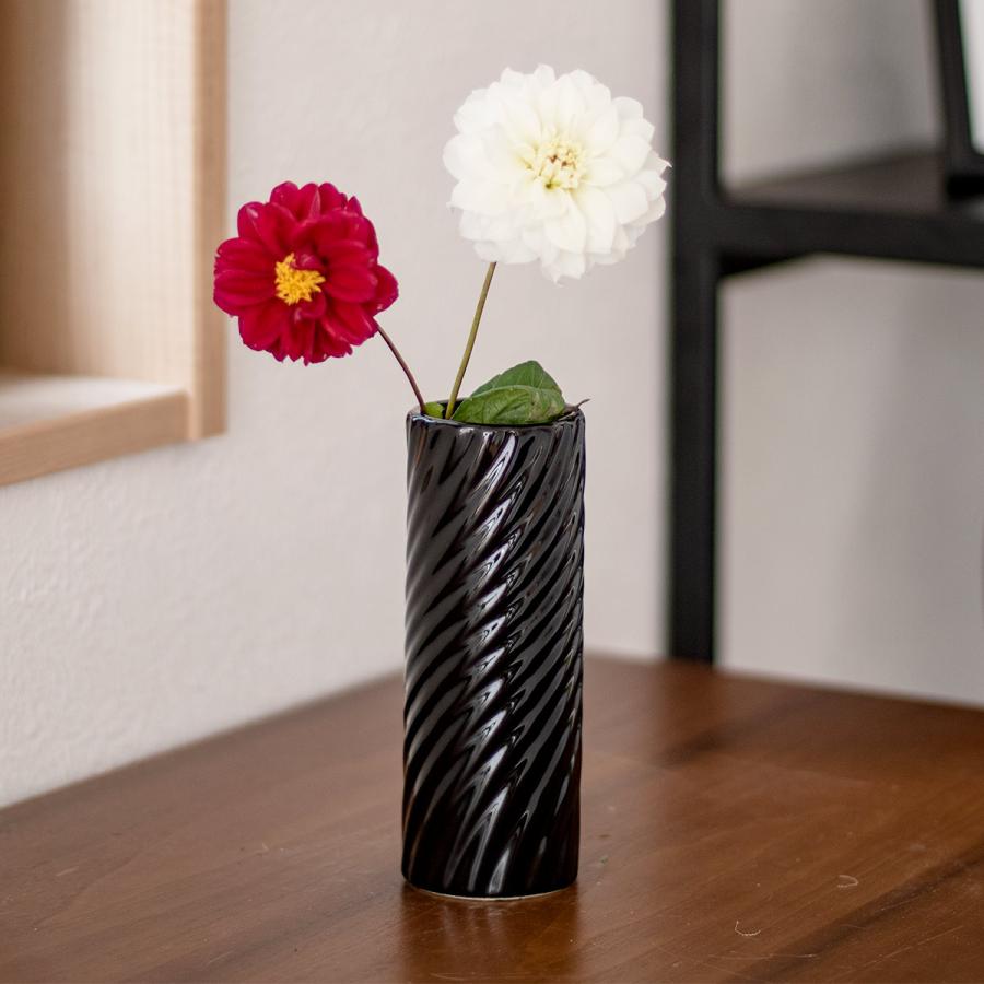 花瓶 モノトーンフラワーベース 陶器 直径6×高さ16cm （ フラワーベース 花びん 花器 ベース 円柱 筒型 丸 シリンダー 花 ）｜livingut｜13