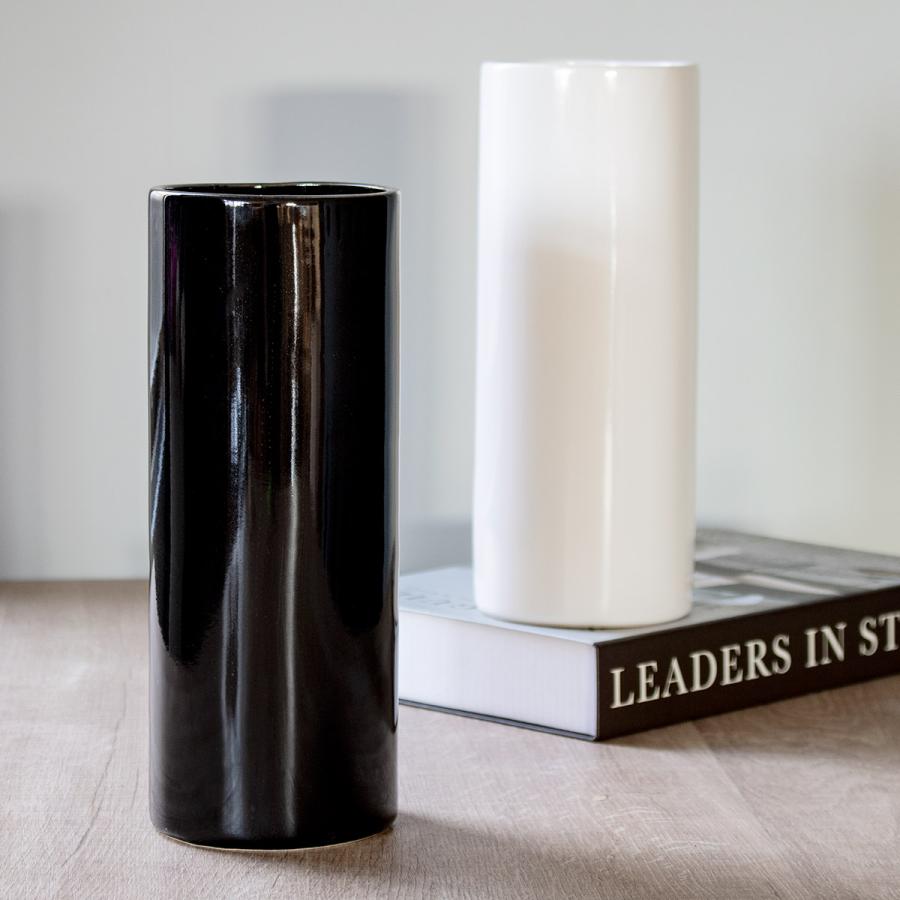 花瓶 モノトーンフラワーベース 陶器 直径9×高さ24cm （ フラワー