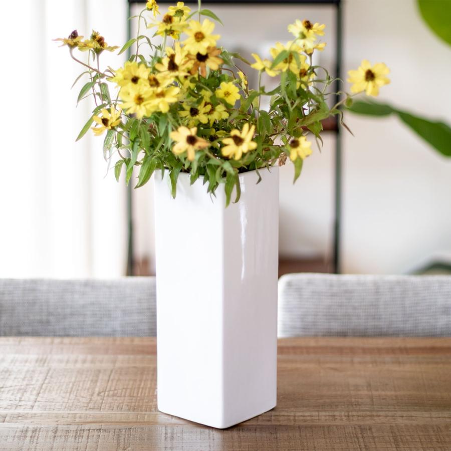 花瓶 モノトーンフラワーベース 陶器 幅10×奥行10×高さ30cm 花瓶 モノトーンフラワーベース 陶器 幅10×奥行10×高さ30cm