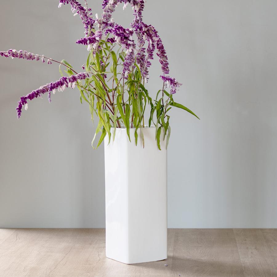 花瓶 モノトーンフラワーベース 陶器 幅10×奥行10×高さ30cm 花瓶 モノトーンフラワーベース 陶器 幅10×奥行10×高さ30cm