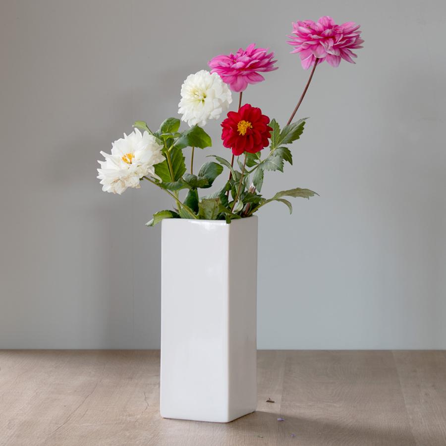 花瓶 モノトーンフラワーベース 陶器 幅8.5×奥行8.5×高さ24cm 花瓶 モノトーンフラワーベース 陶器 幅8.5×奥行8.5×高さ24cm