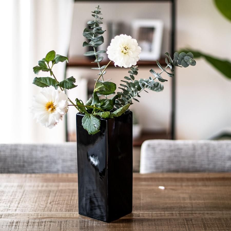 花瓶 モノトーンフラワーベース 陶器 幅8.5×奥行8.5×高さ24cm 花瓶 モノトーンフラワーベース 陶器 幅8.5×奥行8.5×高さ24cm