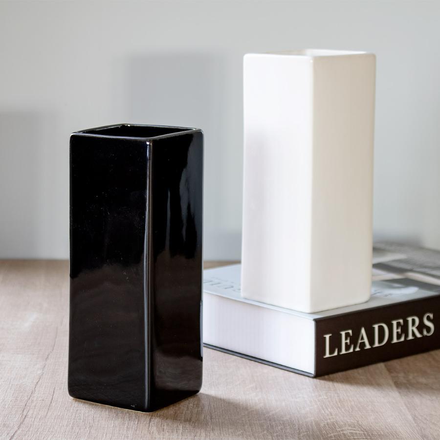 花瓶 モノトーンフラワーベース 陶器 幅8.5×奥行8.5×高さ24cm 花瓶 モノトーンフラワーベース 陶器 幅8.5×奥行8.5×高さ24cm