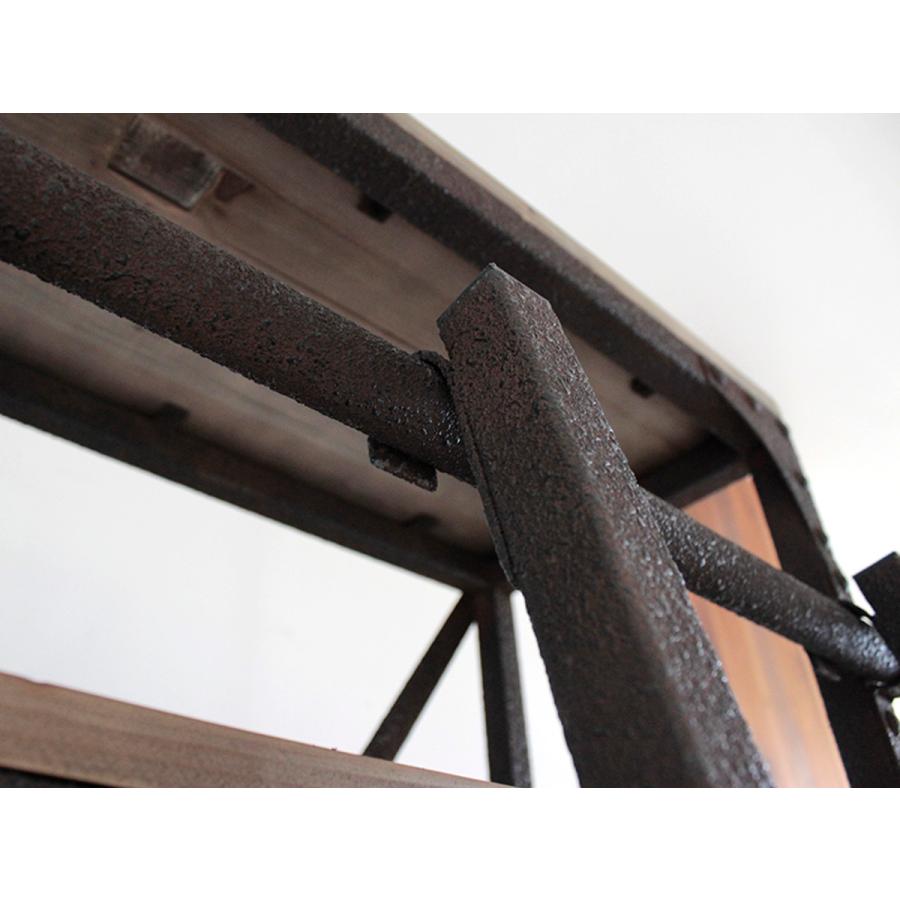 正規代理店商品 ラダーシェルフ インダストリアル調 古材 錆フレーム はしご付 幅160cm （ ラダー シェルフ 収納 天然木 ディスプレイ はしご 錆エイジング ）