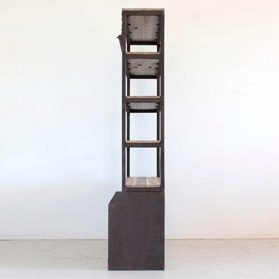 ラダーシェルフ インダストリアル調 古材 錆フレーム はしご付 幅105cm