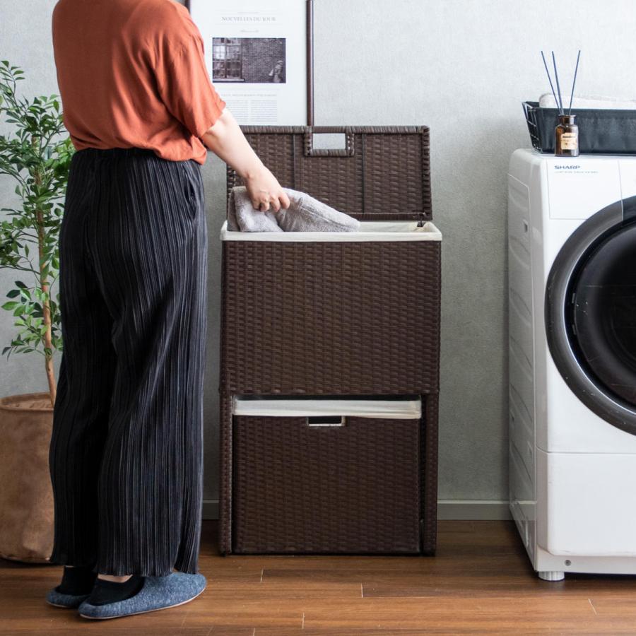 宮武製作所 ランドリーボックス ふた付き Diario ラタン調 ブラウン