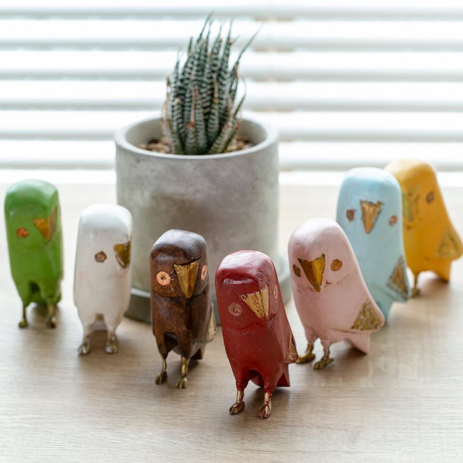 オブジェ フクロウ Sサイズ マスコット 木製 （ ふくろう 鳥 かわいい