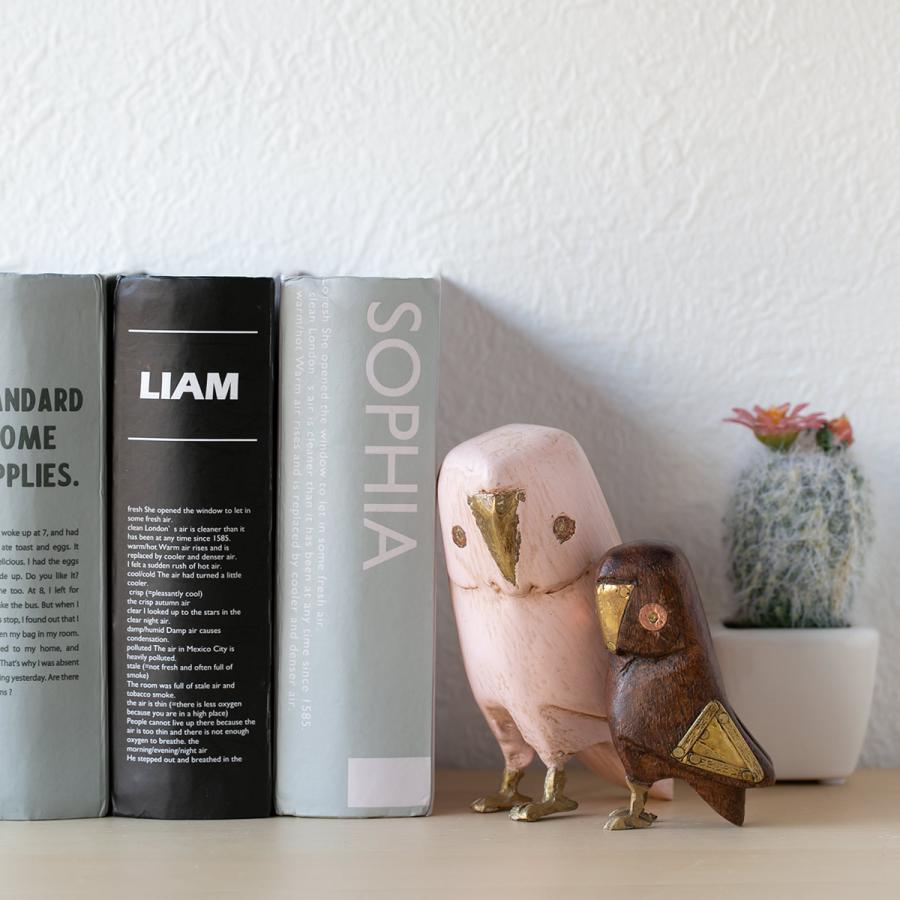 オブジェ フクロウ Lサイズ マスコット 木製 （ ふくろう 鳥 かわいい