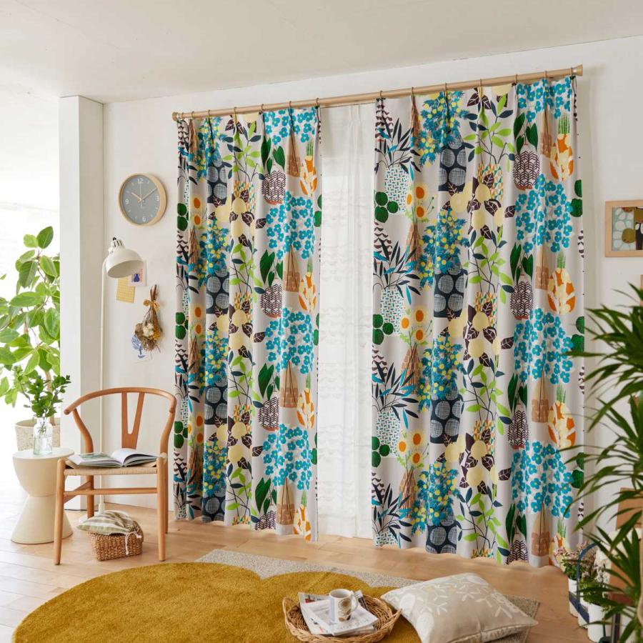 スミノエ カーテン フラワーポット 遮光2級 100×135cm 1枚入り