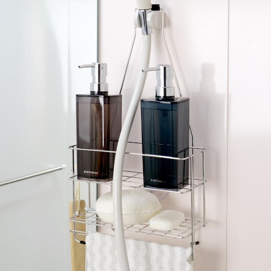 シャワーラック ステンレス （ ボトルラック シャワーホルダー ラック バス収納 シャワーヘッド 吸盤 ） 417077リビングート
