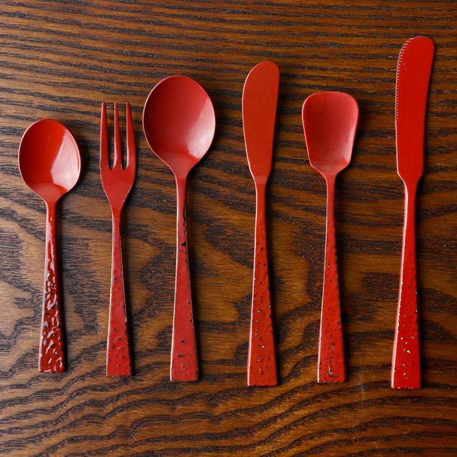 工房アイザワ 純銅鎚目文 朱塗り デミタススプーン （ aizawa 日本製