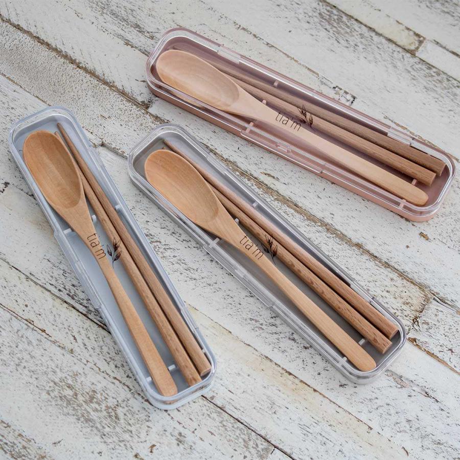 コンビセット スプーン お箸 木目調 tiam （ 箸 カトラリーセット 大人