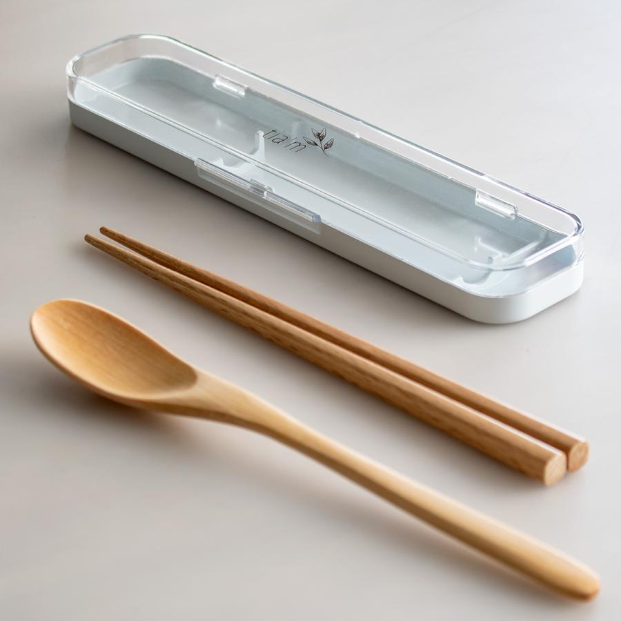 コンビセット スプーン お箸 木目調 tiam （ 箸 カトラリーセット 大人