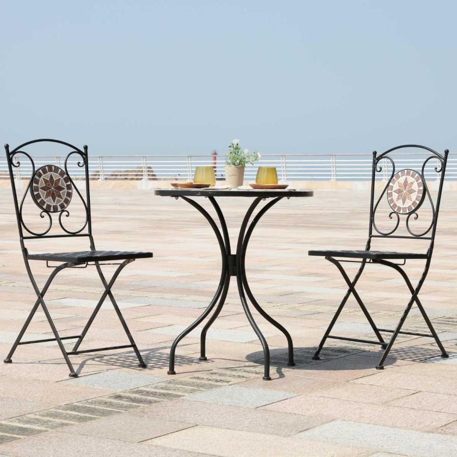 2脚セット モザイクチェア 星柄 ガーデンチェアー ガーデンファニチャー