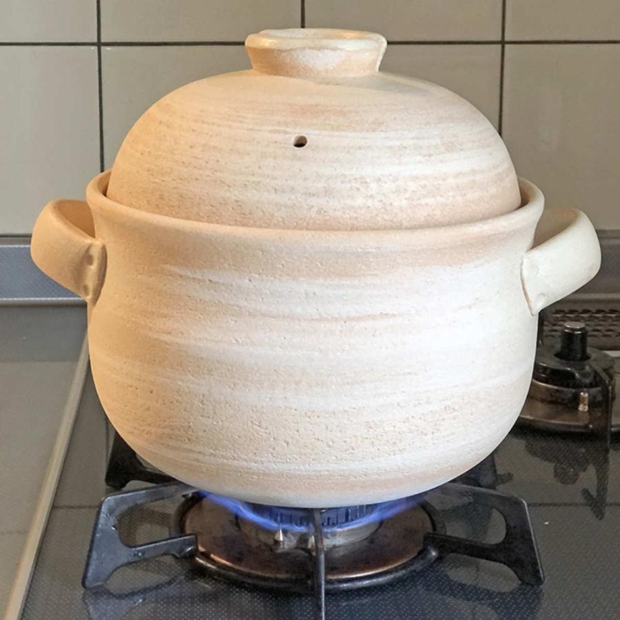 炊飯土鍋 二重蓋 炊飯土鍋 4合 山吹 二重蓋 萬古焼 日本製 （ ガス火対応 炊飯 両手鍋
