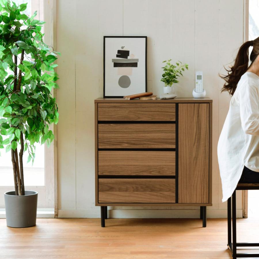 リビングボード 4段 片開き 北欧モダン Fresser 約幅78cm