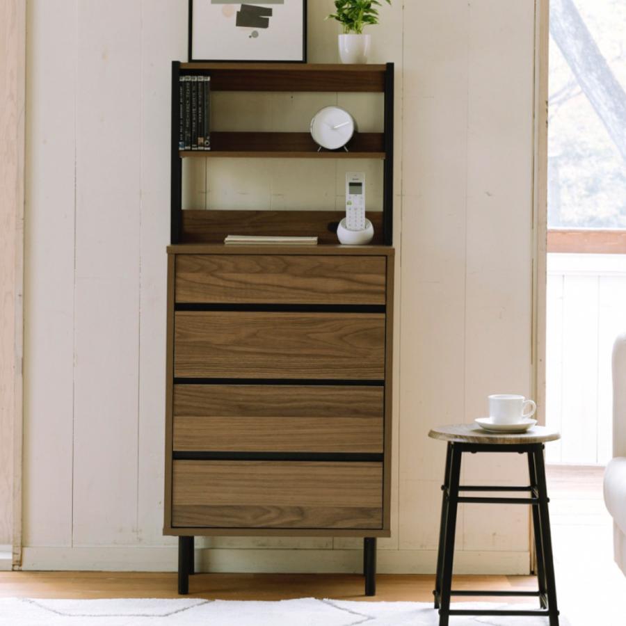 ハイチェスト オープン上棚付 北欧モダン Frsser 約幅56cm （ 脚付