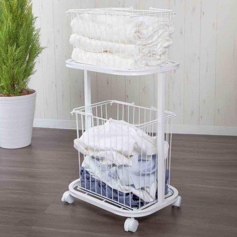 洗濯かご 2段 洗濯かごラック （ ランドリーラック ランドリー