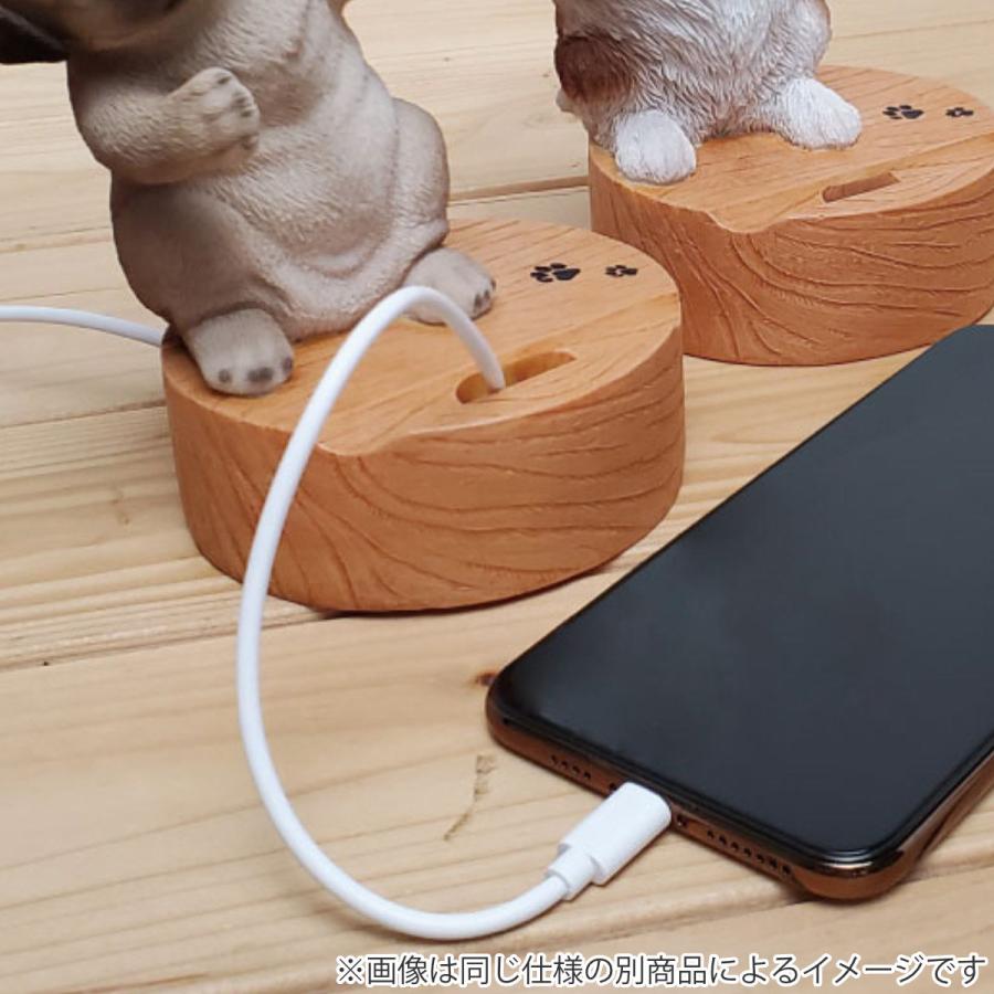 スマホスタンド 犬 オブジェ ペット 箱入り （ 携帯スタンド 充電 
