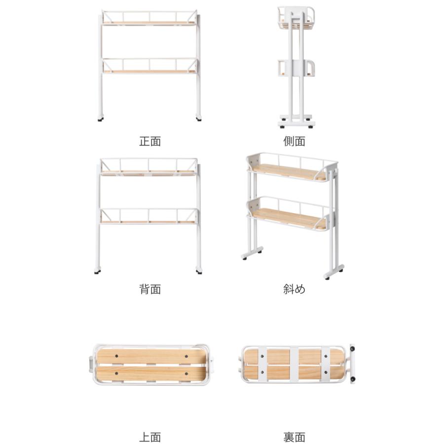 マルチラック 2段 スチールフレーム 木製棚板 幅39cm （ ラック 棚 高さ調節 収納 卓上 ディスプレイ 天然木 ）｜livingut｜05